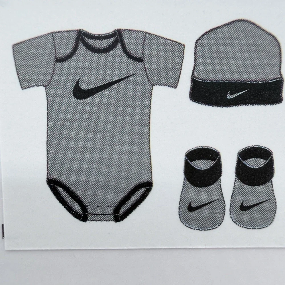 Nike Baby 3Pc Outfit Set Hat Bodysuit Booties 0-6M Jersey Black Gray NIB - Picture 2 of 4